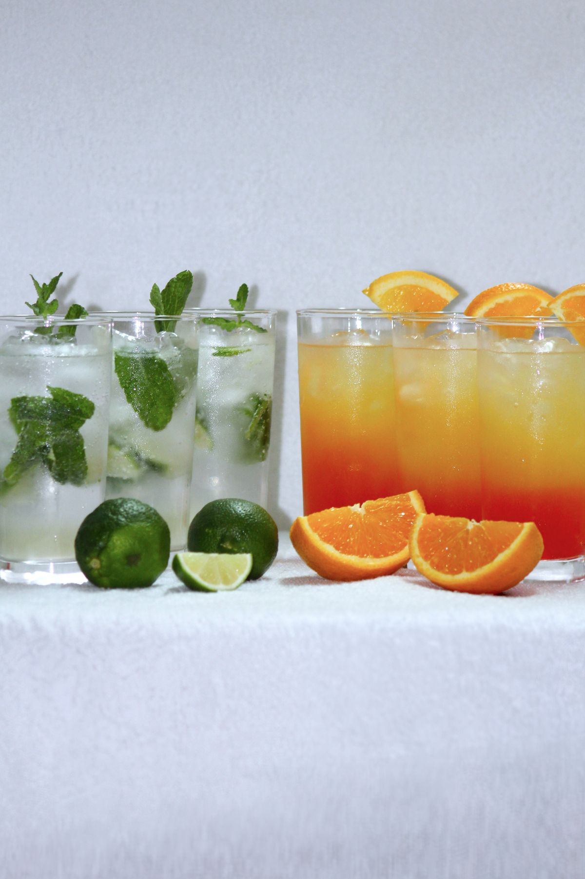 Emerald Frost and Golden Hour mocktails side by side